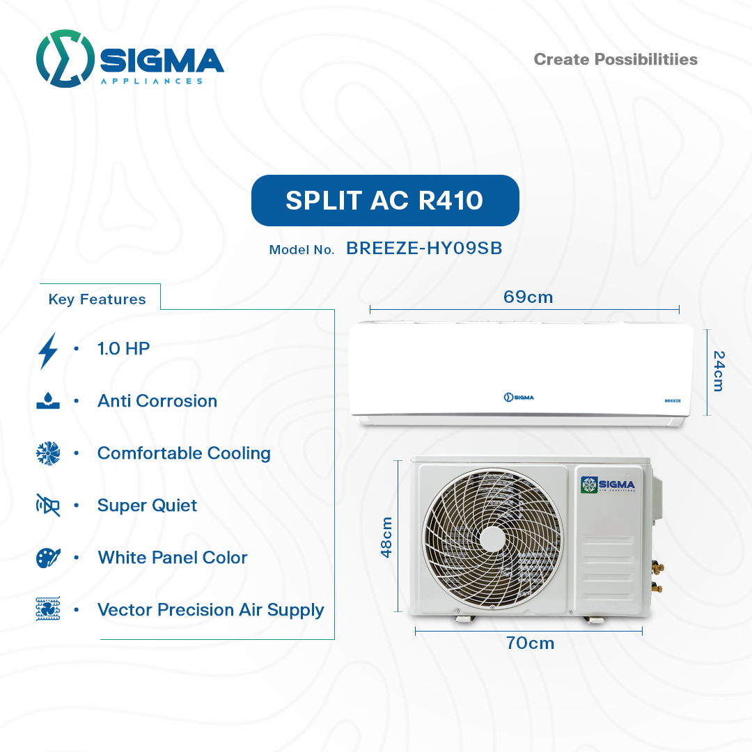 SIGMA U 9000 BTR410A Inverter Mini‑Split Air Conditioner – High Efficient cooling 4 SIGMA U 9000 BTR410A Inverter Mini‑Split Air Conditioner – High Efficient cooling - Image 4