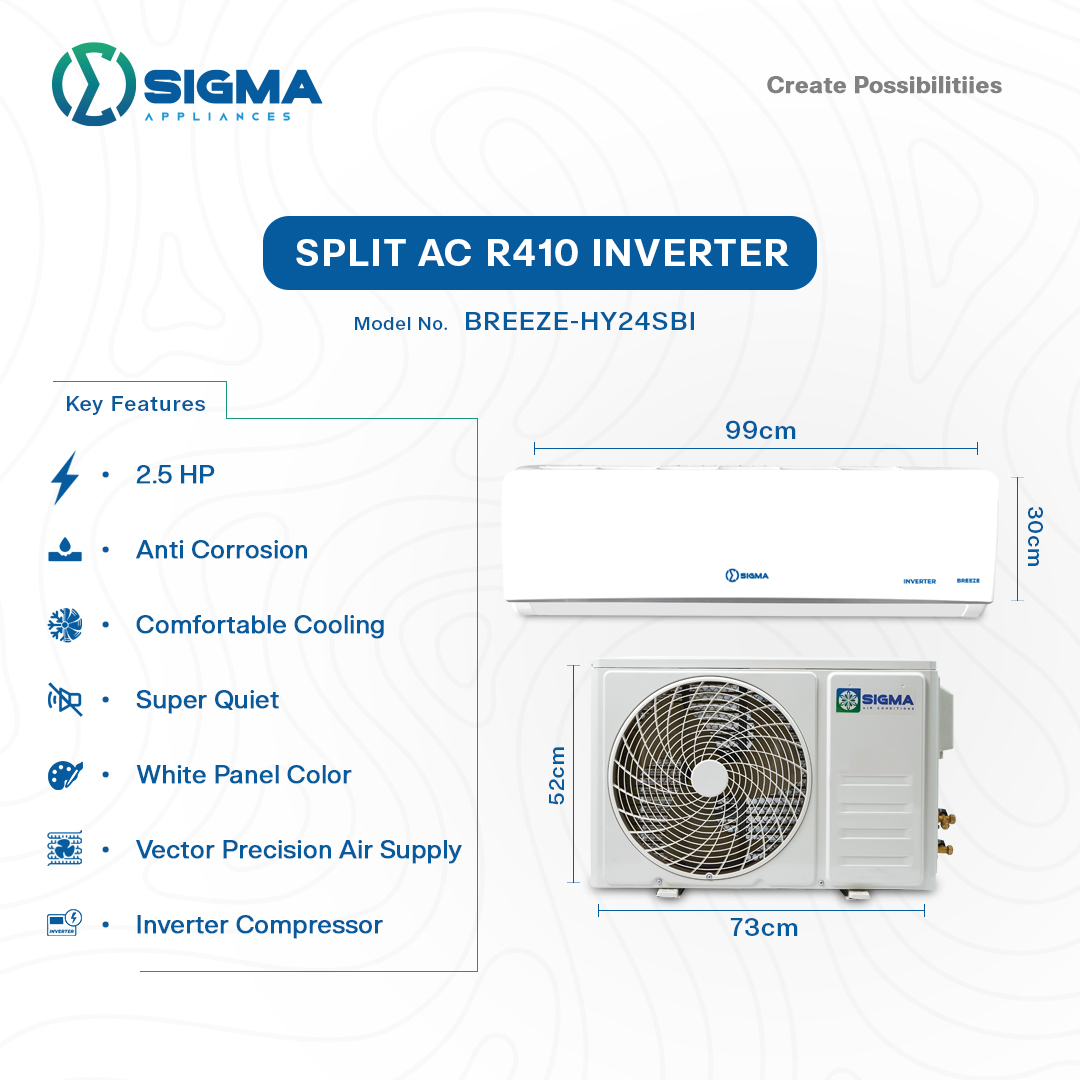 SIGMA SIG-T24B1 2.5 HP High-Capacity Split Air Conditioner – Heavy-Duty Cooling for Large Areas 1 SIGMA SIG-T24B1 2.5