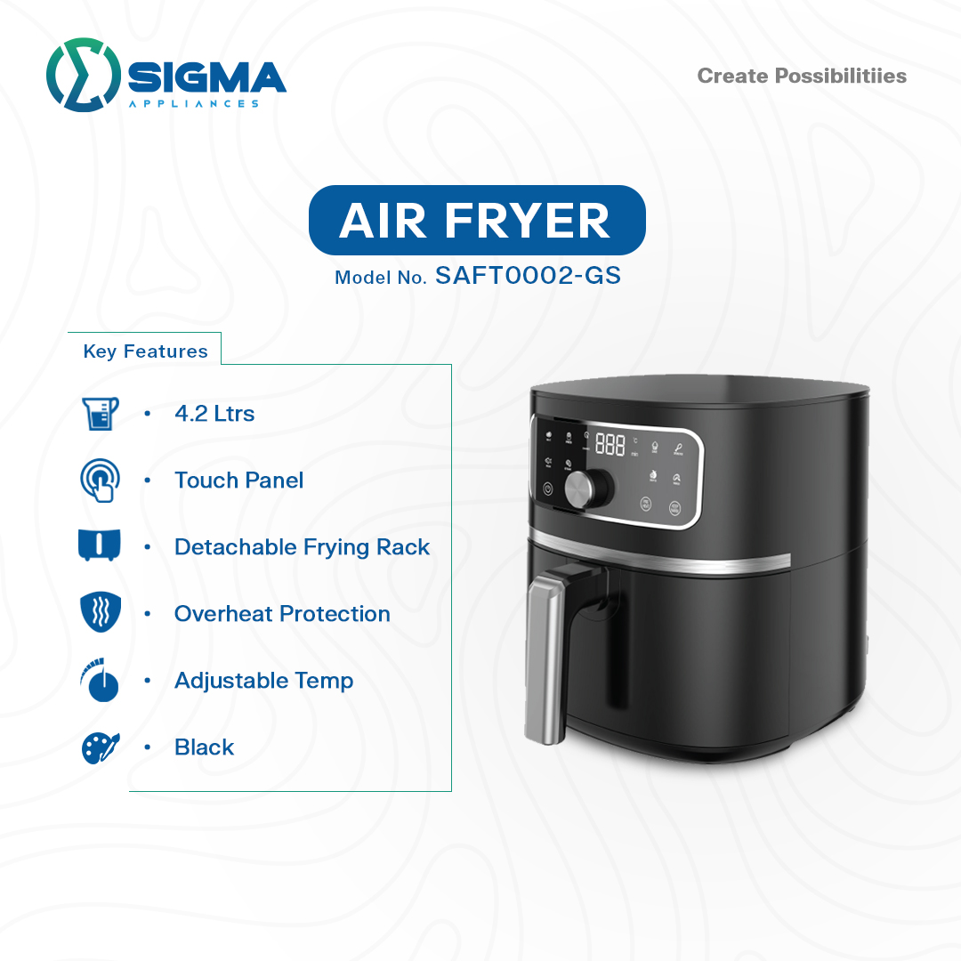 SAFT0002-GS Sigma Air Fryer – 2.5L Rapid Hot Air Frying System – Healthy, Effortless Cooking 2 SAFT0002-GS Sigma Air Fryer – 2.5L Rapid Hot Air Frying System – Healthy, Effortless Cooking - Image 2
