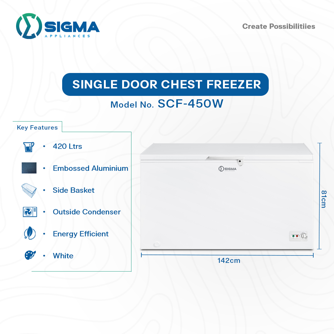 SCF-450W 420L Chest Freezer – Large Capacity, Energy Efficient – Ultimate Freezer Storage Solution 2 SCF-450W 420L Chest Freezer – Large Capacity, Energy Efficient – Ultimate Freezer Storage Solution - Image 2